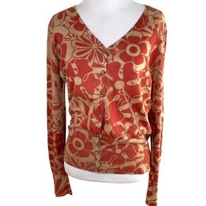 Floral Rust and Tan Women's Cardigan